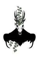 stag skull with ivy tattoo design idea
