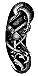 dark ornamental gothic tattoo motif brutalist pointillism geometric tattoo design idea
