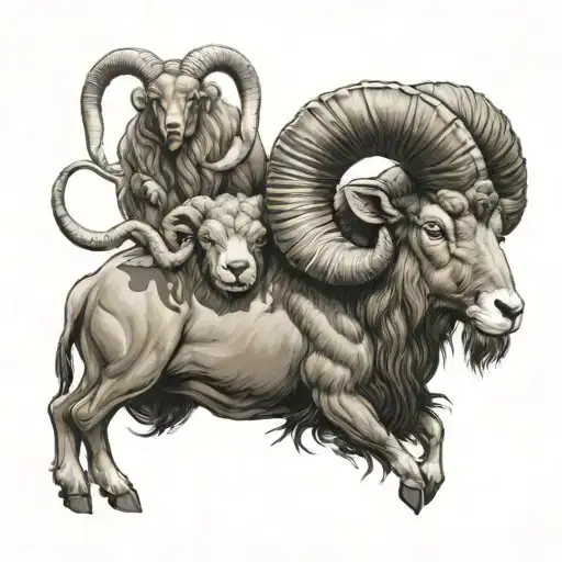 aries ram vs Goliath tattoo design idea