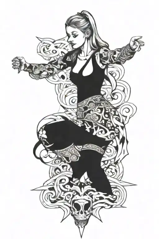 beautiful Badass empowering scene depicting tattoo design idea