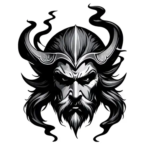 odin face with smoke rings tattoo design idea