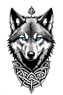 wolf with blue eyes on armor tattoo design featuring Celtic trinity knot  tattoo design idea