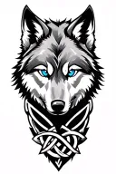 wolf with blue eyes on armor tattoo design featuring Celtic trinity knot  tattoo design idea