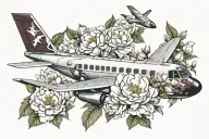 c7a caribou airplane and peonies  tattoo design idea
