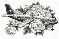 c7a caribou airplane and peonies  tattoo design idea