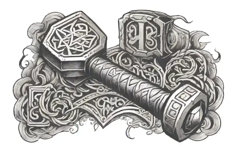 thor hammer tattoo design idea