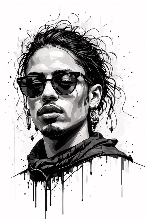 try to get emotions from song called moonwalking in calabasas by ddg and blueface and make it emotional and abstract tattoo design idea