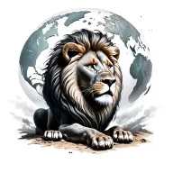 lion that crunches the world tattoo design idea