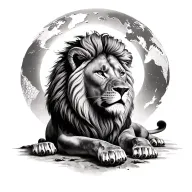 lion that crunches the world tattoo design idea