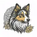 Shetland Sheepdog named RIP tattoo design idea
