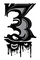 initials KGB, number 3, water, vw bug tattoo design idea