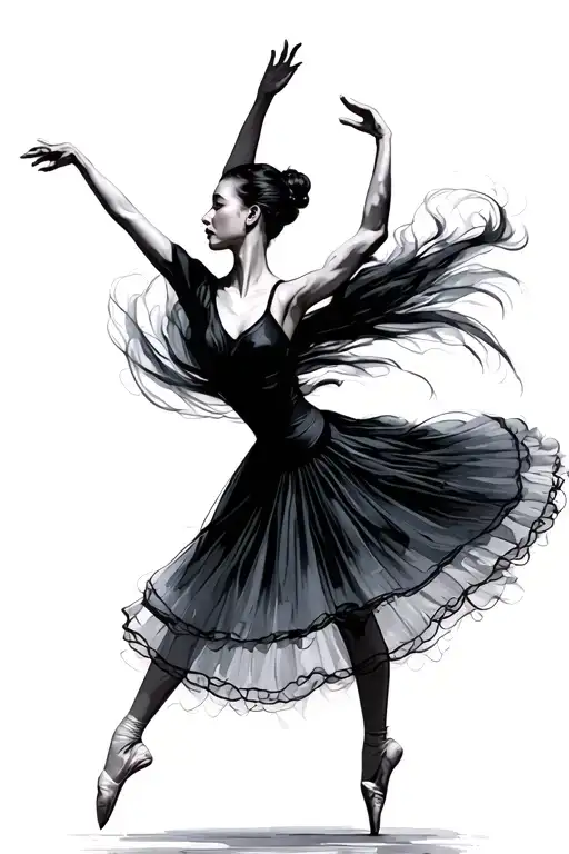 ballet dancer gracefully moving tattoo design idea