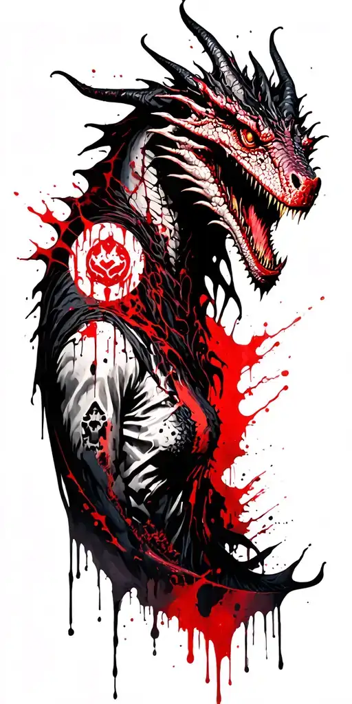 horror Dnd theme with a plague dragon on the shoulder and a mindflayer tattoo design idea