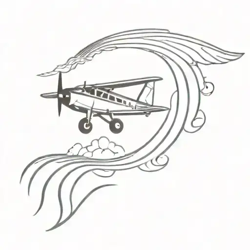  small plane flying, wind trail and "delta alpha delta" on the plane wing. gurl scout cookies  tattoo design idea