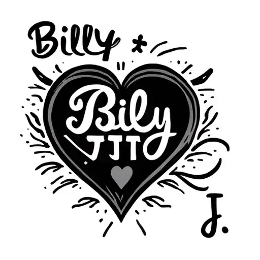 "Billy + P.J." heart shape tattoo design idea