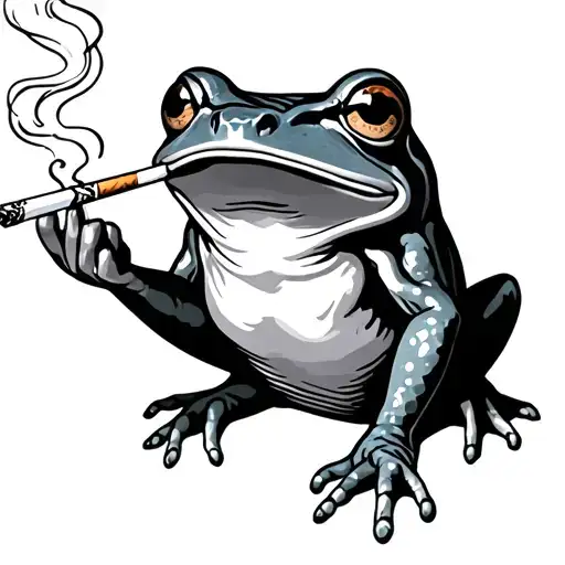 Frog Smoking Cigarette flipping you the finger tattoo design idea