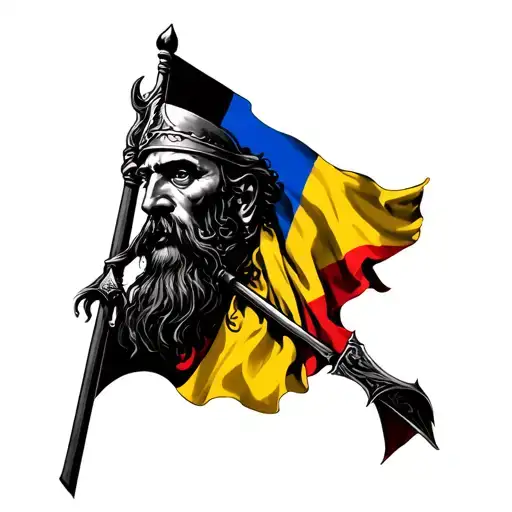 vlad the impaler romania filled in with romanian flag tattoo design idea