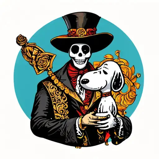 baron Samedi holding snoopy tattoo design idea