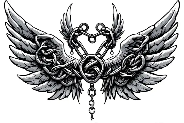 wings made out of chain links pretty and elegant but also baddie vibes tattoo design idea