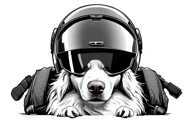 golden Retriever wearing a race helmet like the Stig from top gear tattoo design idea