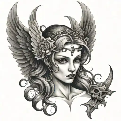 Angelic tatto design evil tattoo design idea