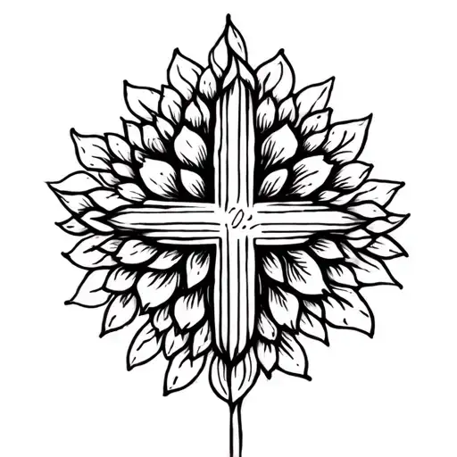 gratitude and content arranged as a cross  tattoo design idea