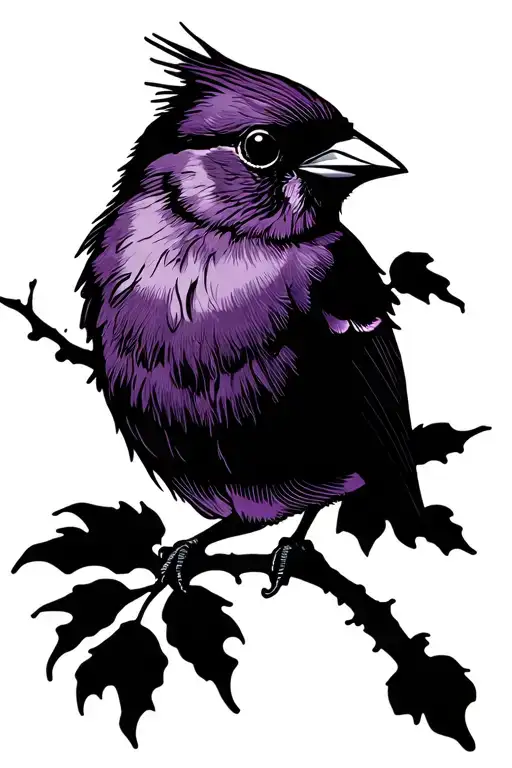 purple finch postage stamp tattoo design idea
