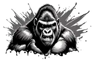 angry silver back gorilla face coming out of chest tattoo stencil  tattoo design idea