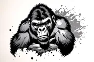angry silver back gorilla face coming out of chest tattoo stencil  tattoo design idea