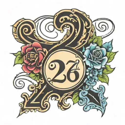Numbers “224” with the letter “V” incorporated and a heart tattoo design idea