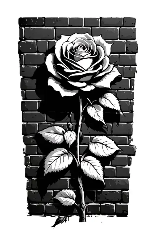 The Rose That Grew From Concrete on brick, banksy street art tattoo design idea