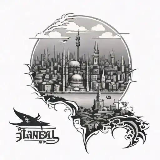 istanbul skyline tattoo design idea