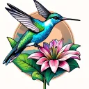blue hummingbird drinking from a lily flower tattoo design idea