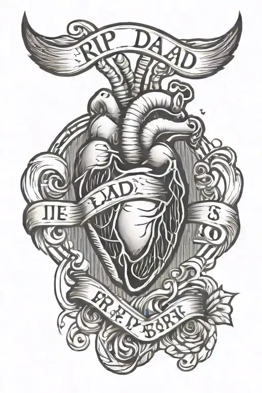 RIP Dad heartbeat line tattoo design idea