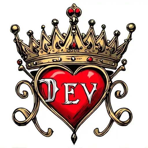 "D" Kings Crown with Heart tattoo design idea