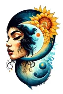 Sun And Moon tattoo design idea