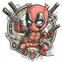 kid deadpool full color tattoo design idea