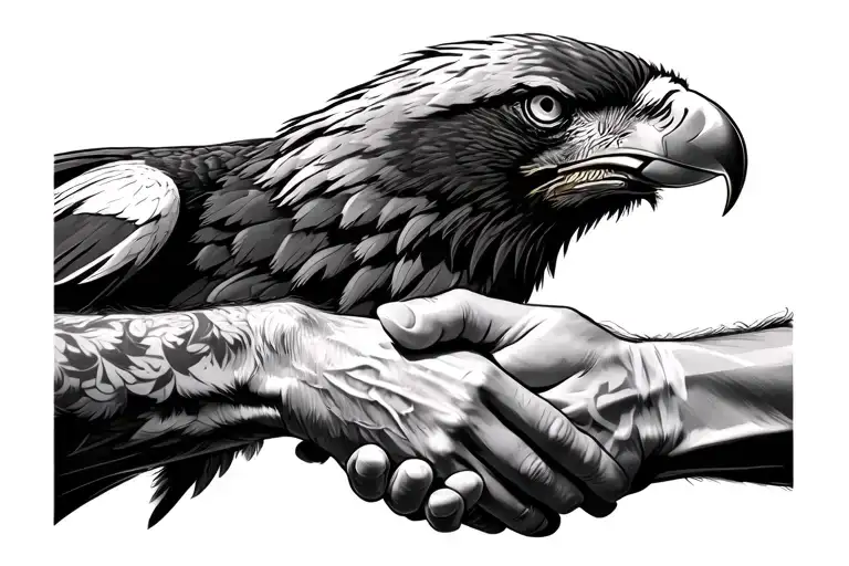 close up of a man shaking hands with an eagle talon  tattoo design idea