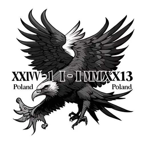 "XXIV • I • MMXXIII" South Africa and Poland eagle fire tattoo design idea