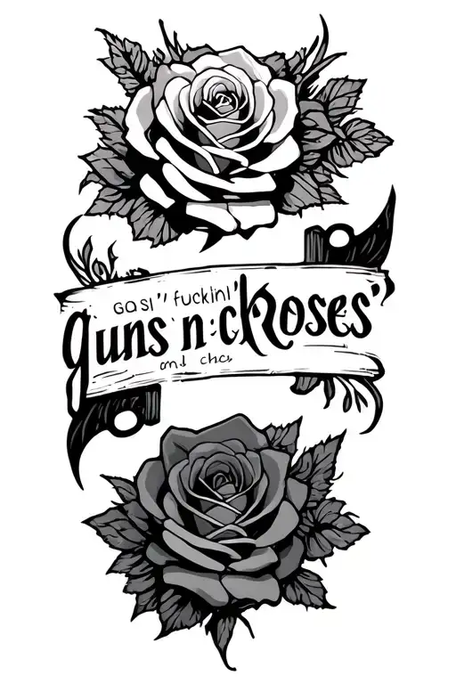 four different writing styles, for 4 words forearm. gothic, chicano, dark rock "guns n' fuckin' roses" tattoo design idea