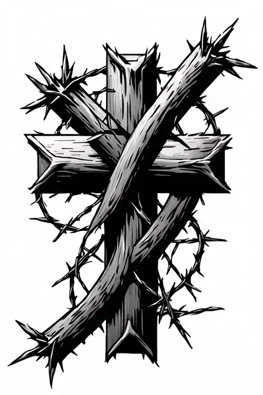 cross woth barbed wire around the outside  tattoo design idea