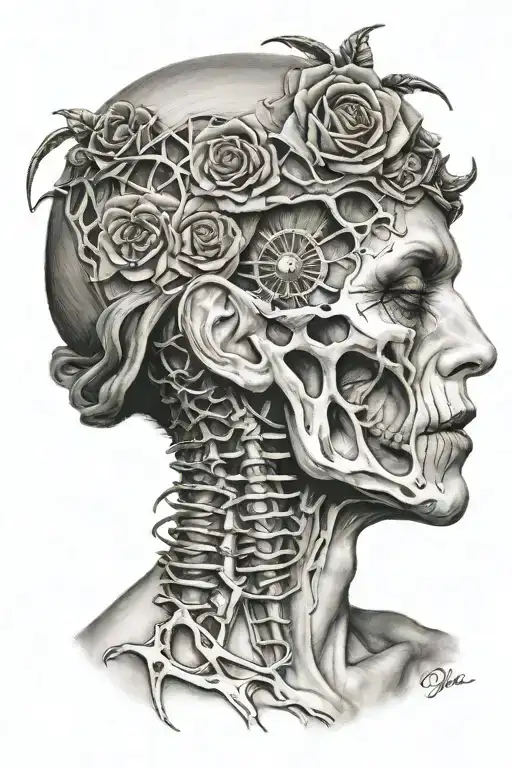 dead half alive tattoo design idea