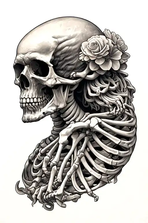 Memento Mori coin combined Greek god with skeletons  tattoo design idea