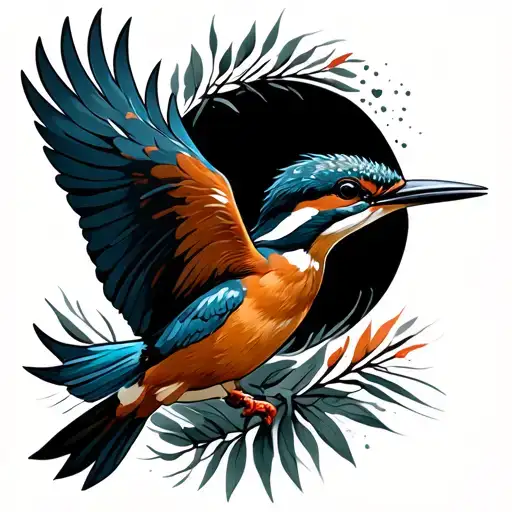 kingfisher flying tattoo design idea
