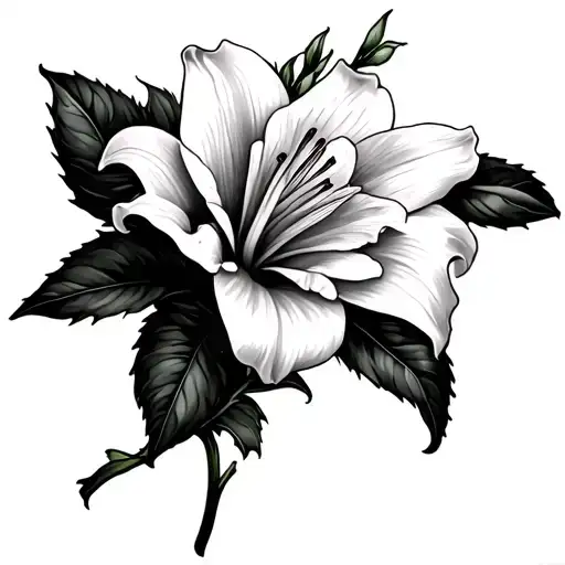 easter lily and white rose  tattoo design idea