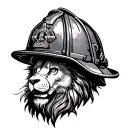 firefighter helmet, Scottish lion tattoo design idea