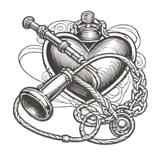 stethoscope and fishing pole outlining a heart tattoo design idea
