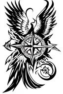 eagles compass surrounded tattoo design idea