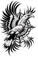 eagles compass surrounded tattoo design idea