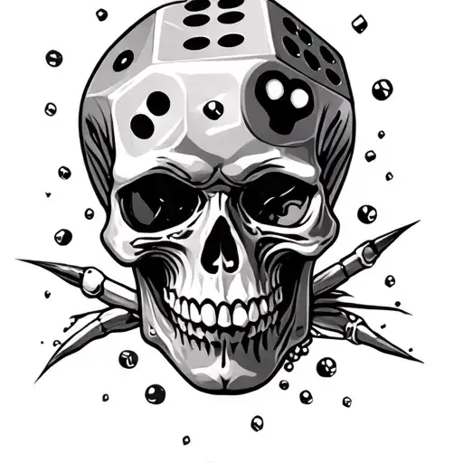Skull Dice tattoo design idea